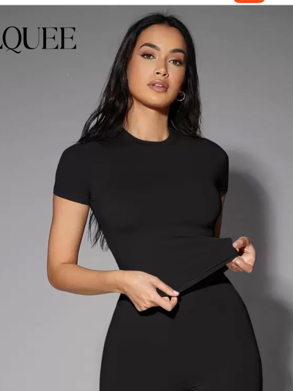 Black Women's Crewneck Active Set - Short Sleeve Top